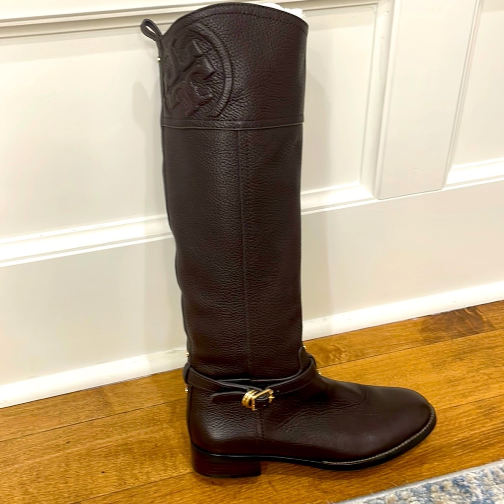 Tory Burch tall brown leather boots. Like new 7.5